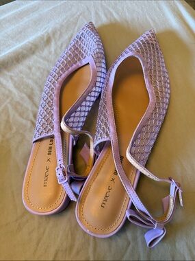 Anthropologie Lavender Pointed Slingback Flats with Woven Upper